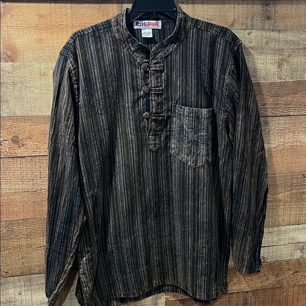 EzHippie grandad Henley collarless Shirt men's medium